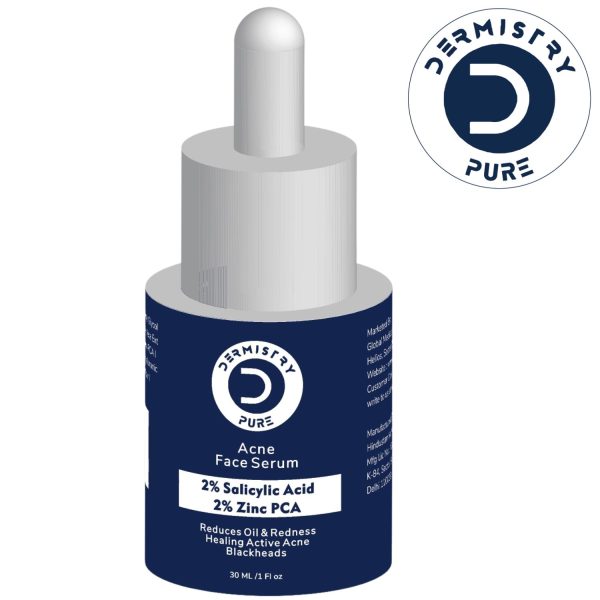 Dermistry Pure 2% Salicylic Acid 2% Zinc Face Serum Oily Acne Prone Skin Removal Blackheads Whiteheads Pimples Scar Marks Healing Redness Dark Spots Removes Excess Sebum Oil Control UV Protection