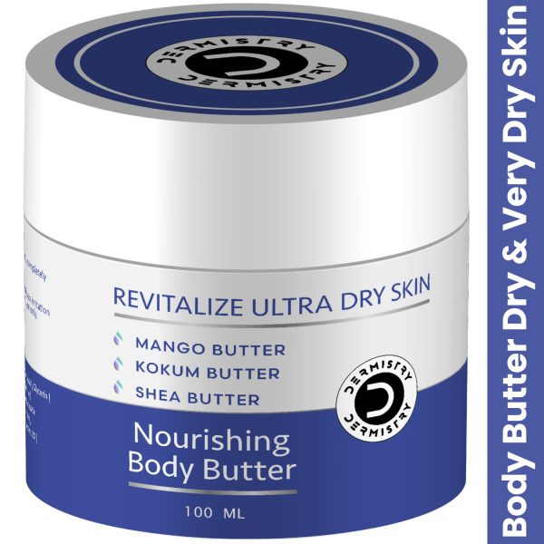 Dermistry Revitalizing Nourishing Body Butter I For Winters & All Weather I Deep Very Dry & Flaky Sensitive Skin I Mango, Kokum & Shea Butter I Instant Moisturizer for Soft Smooth Skin Absorbs Quickly I Men Women 100ml