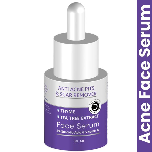 Dermistry 2% Salicylic Acid Anti Acne Face Serum I Niacinamide I Tea Tree Ext & Vitamin C I Oil Free | Pits Scars Pimples Blemishes Dark Spots Remover I For Oily Acne Prone Skin Men Women Boys Girls I 30ml