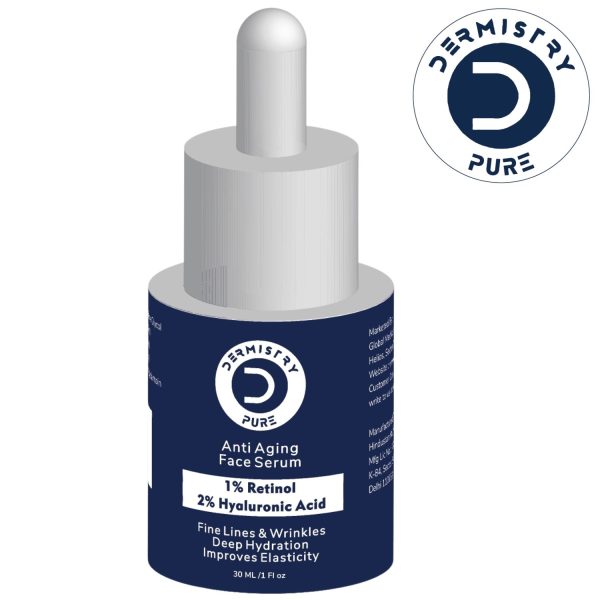 Dermistry Pure 1% Retinol 2% Hyaluronic Acid Anti Aging Skin Firming Tightening Moisturizer Face Serum