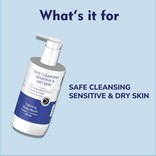 Dermistry Sensitive & Dry Skin Calming Soothing Thick Cream Body Wash I Shea & Cocoa Butter I Blue Berry I Safe Mild Gentle Soap Free Cleanser I Moisturizing Revitalizing I Suitable for All Skin types, Women Men 200 ml - Image 2