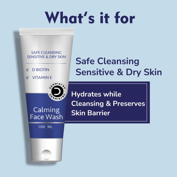 Dermistry Sensitive & Dry Skin Care Calming Soothing Creamy Mild Safe Moisturizing Soap Free Face Wash Safe Gentle Cleansing I Sulphate Free I D Biotin Vitamin E I Suits Combination & All Skin Types I Men Women 100 ml - Image 2