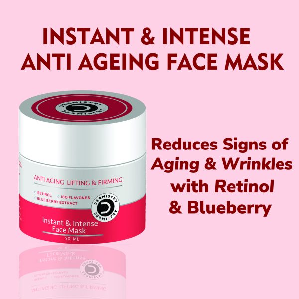 Dermistry Instant & Intense Anti Ageing Face Pack Mask I Firming Lifting Tightening Glowing Skin I Wrinkle Fine Lines Uneven Tone Reduction I Retinol Blueberry Ext Iso Flavones I 50ml - Image 2