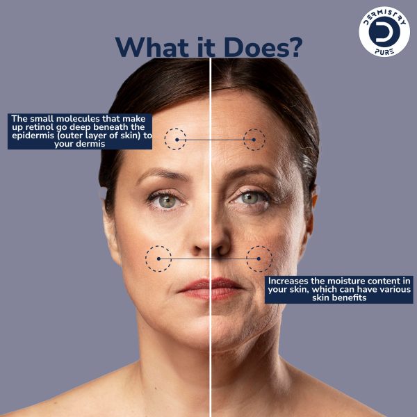 Dermistry Pure 1% Retinol 2% Hyaluronic Acid Anti Aging Skin Firming Tightening Moisturizer Face Serum - Image 4