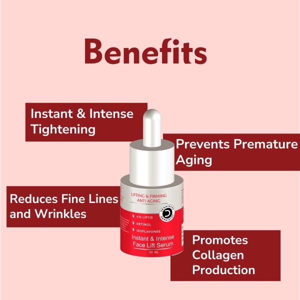 Dermistry Instant & Intense 4% Liftis & Retinol Anti Ageing Face Serum | Hyaluronic Acid D Biotin | Reduces Fine Lines Wrinkles | Skin Firming, Lifting Tightening I Men & Women | 30ml - Image 4