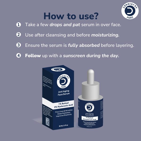Dermistry Pure 1% Retinol 2% Hyaluronic Acid Anti Aging Skin Firming Tightening Moisturizer Face Serum - Image 5