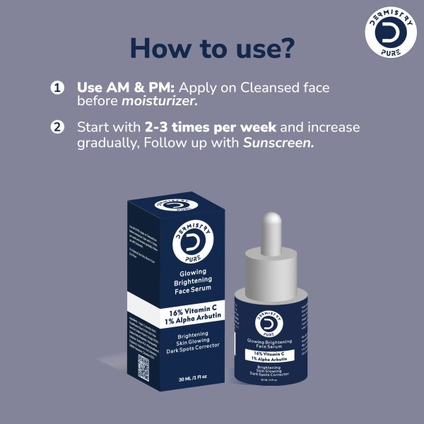 Dermistry 16% Vitamin C 1% Alpha Arbutin Skin Lightening Brightening Instant Glowing Fairness Face Serum for Removes Pigmentation Dull Skin Dark Spots Correcting Skin Radiance Sun Damage Repair 30 ml - Image 5