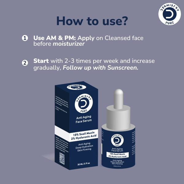 Dermistry Pure 10% Snail Mucin 96 Peptide + 2% Hyaluronic Acid Anti Aging Moisturizer Face Serum Repair Fine Lines Wrinkles Collagen Boost Skin Lifting Firming Tightening Deep Hydrating Anti Ageing - Image 5