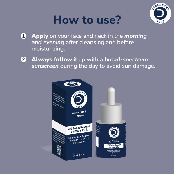 Dermistry Pure 2% Salicylic Acid 2% Zinc Face Serum Oily Acne Prone Skin Removal Blackheads Whiteheads Pimples Scar Marks Healing Redness Dark Spots Removes Excess Sebum Oil Control UV Protection - Image 5