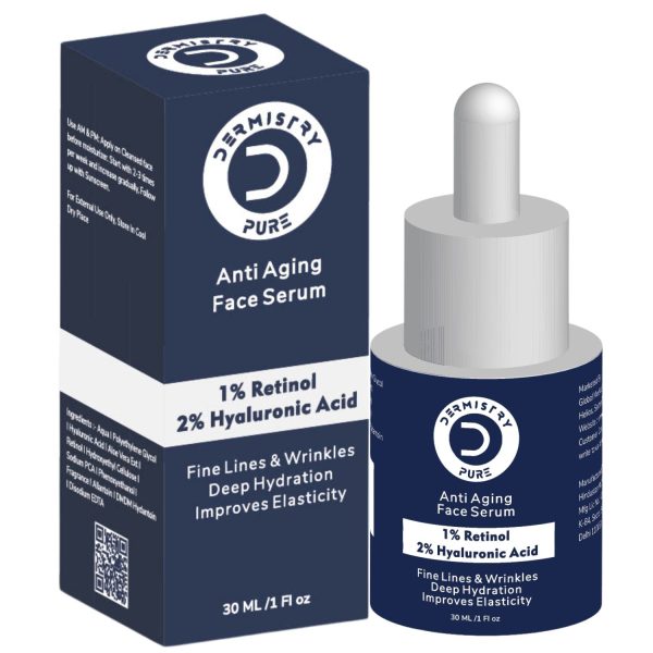Dermistry Pure 1% Retinol 2% Hyaluronic Acid Anti Aging Skin Firming Tightening Moisturizer Face Serum - Image 6