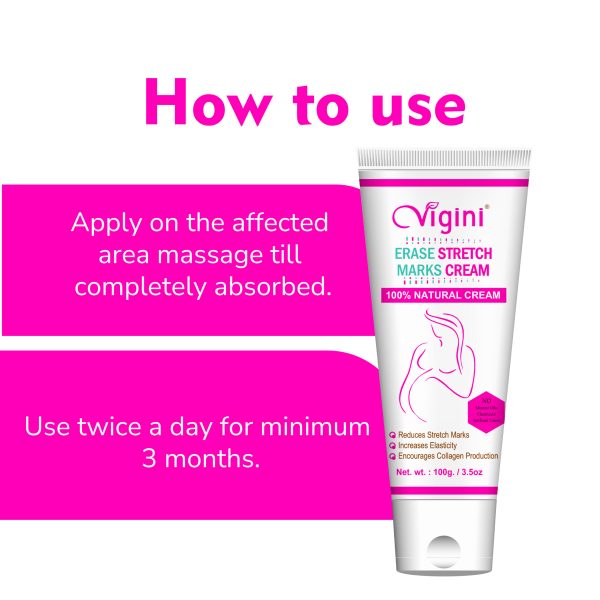 Vigini Natural Erase Stretch Marks Scar Removal Cream (100 ml) - Image 6
