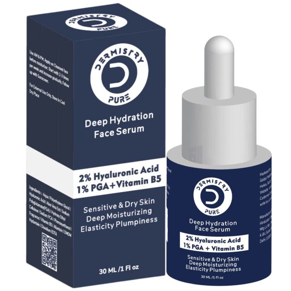 Dermistry Pure 2% Hyaluronic Acid 1% PGA Vitamin B5 Best Intense Skin Hydrating Moisturiser Glowing Day Night Face Serum for Sensitive Dry Skin Deep Moisturizing Elasticity Plumpiness Soft Supple Skin - Image 6
