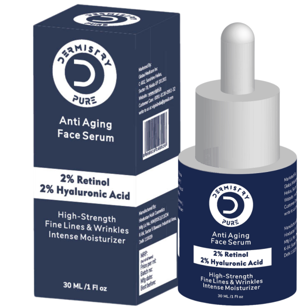 Dermistry Pure 2% Retinol 2% Hyaluronic Acid High-Strength Anti Aging Ageing Face Serum Removes Fine Lines & Wrinkles Skin Deep Hydration Intense Moisturizer 30ml - Image 5