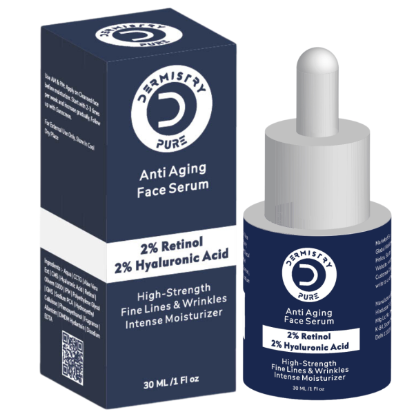 Dermistry Pure 2% Retinol 2% Hyaluronic Acid High-Strength Anti Aging Ageing Face Serum Removes Fine Lines & Wrinkles Skin Deep Hydration Intense Moisturizer 30ml - Image 6