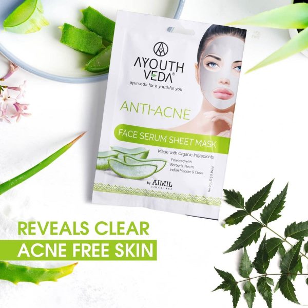 Ayouthveda Anti Acne Face Serum Sheet Mask For Acne Prone Skin (20 gm) - Image 4