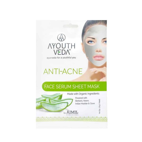 Ayouthveda Anti Acne Face Serum Sheet Mask For Acne Prone Skin (20 gm)