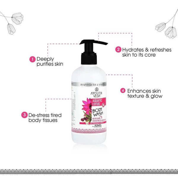 Ayouthveda Aquatic Lotus Body Wash With Super Hydrating & Refreshing Formula (300 Ml) - Image 4
