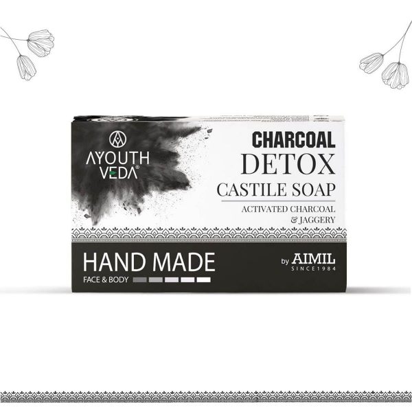 Ayouthveda Charcoal Detox Handmade Castile Soap (100 Gm) - Image 2
