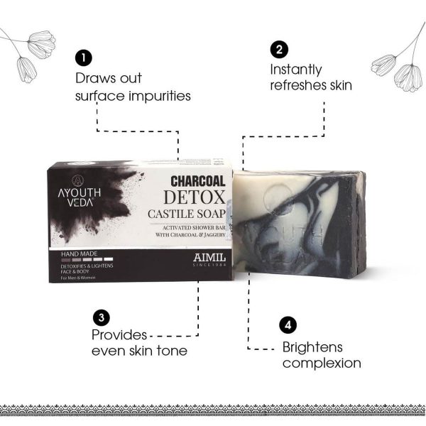 Ayouthveda Charcoal Detox Handmade Castile Soap (100 Gm) - Image 6