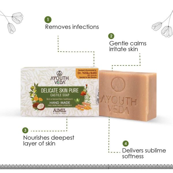 Ayouthveda Delicate Skin Pure Handmade Castile Soap With Neem & Tulsi (110 Gm) - Image 4