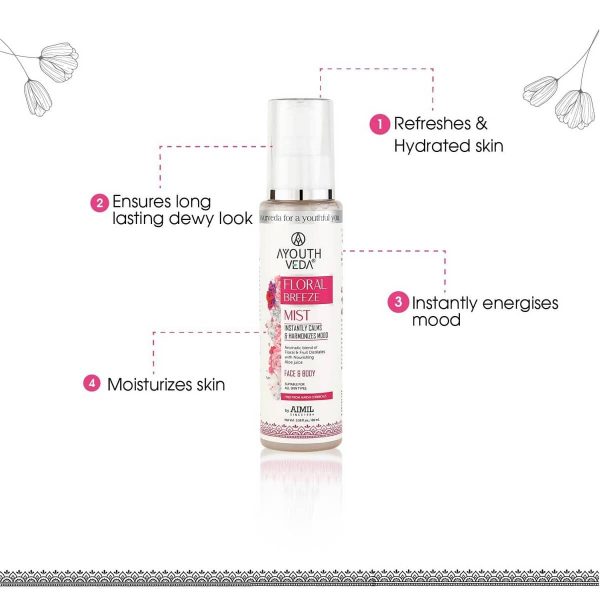 Ayouthveda Floral Breeze Mist to Keep Your Skin Hydrated All Day (100 Ml) - Image 2