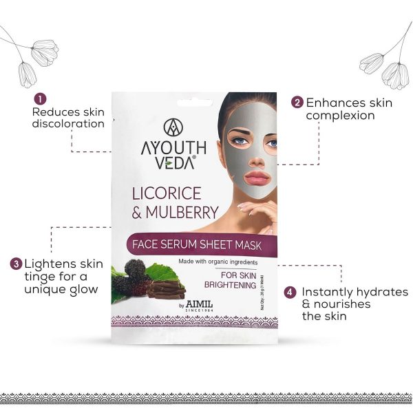 Ayouthveda Licorice & Mulberry Face Serum Sheet Mask (20 Gm) - Image 4