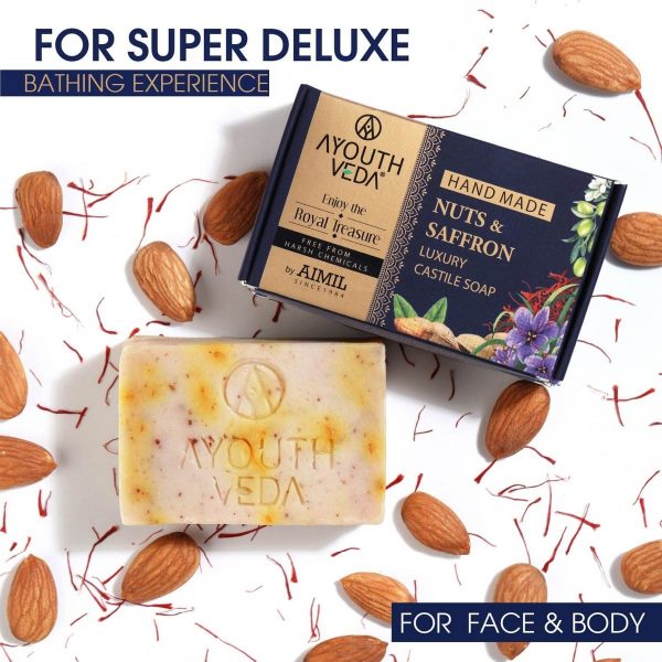 Ayouthveda Nuts & Saffron Luxury Handmade Castile Soap (100 Gm) - Image 3