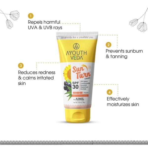 Ayouthveda Sun Turn SPF 30 Cream With UVA, UVB & PA+ Protection (100 Gm) - Image 2
