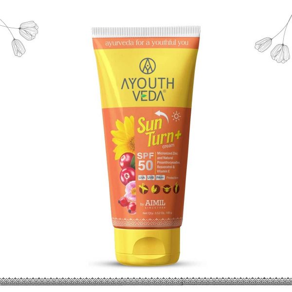 Ayouthveda Sun Turn + Cream SPF 50 with UVA ,UVB & PA++ Protection (100 Gm) - Image 3