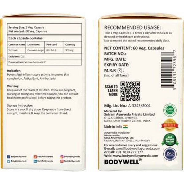 Bodywell Turmeric Haridra Extract Capsule 300 mg (60 Capsules) - Image 5