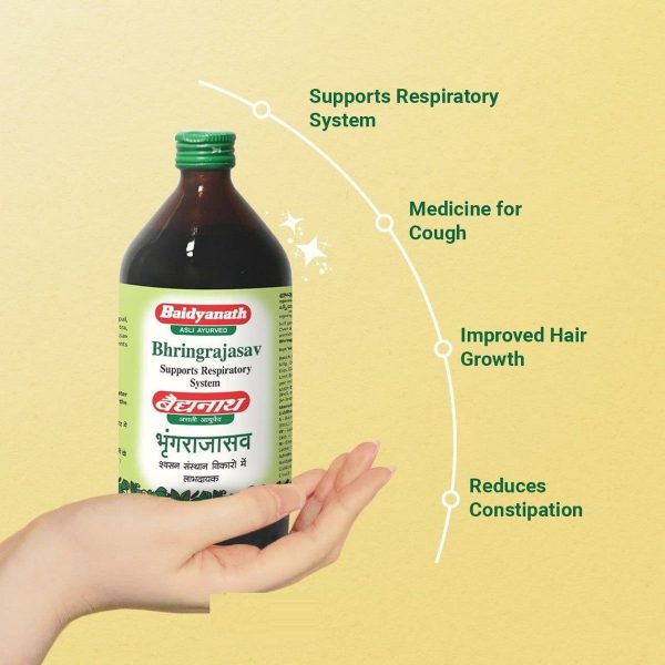 Baidyanath Ayurvedic Bhringrajasava For Hair Growth (450 ml) - Image 5