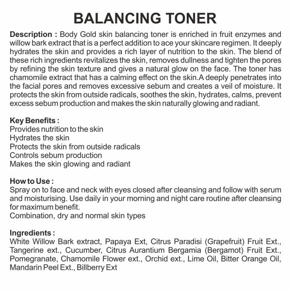 Body Gold Balancing Face Toner (100 Ml) - Image 3