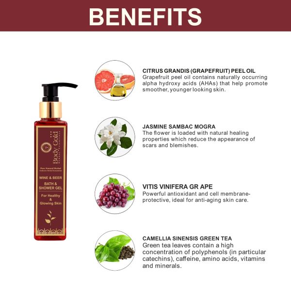 Body Gold Bath & Shower Gel - Wine & Beer (200 Ml) - Image 4