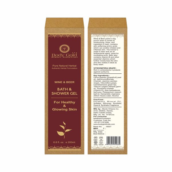 Body Gold Bath & Shower Gel - Wine & Beer (200 Ml) - Image 2