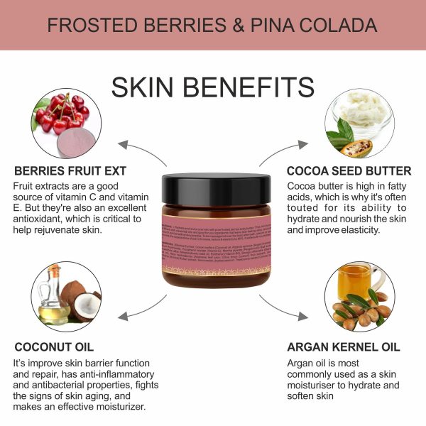 Body Gold Body Butter Cream - Frosted Berries & Pina Colada (100 Gm) - Image 8
