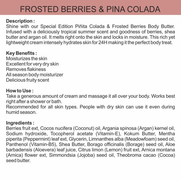 Body Gold Body Butter Cream - Frosted Berries & Pina Colada (100 Gm) - Image 4