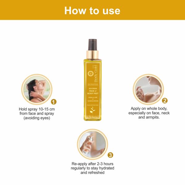 Body Gold De-Stress Face & Body Mist - Kerala Lime & Sandalwood (200 Ml) - Image 5