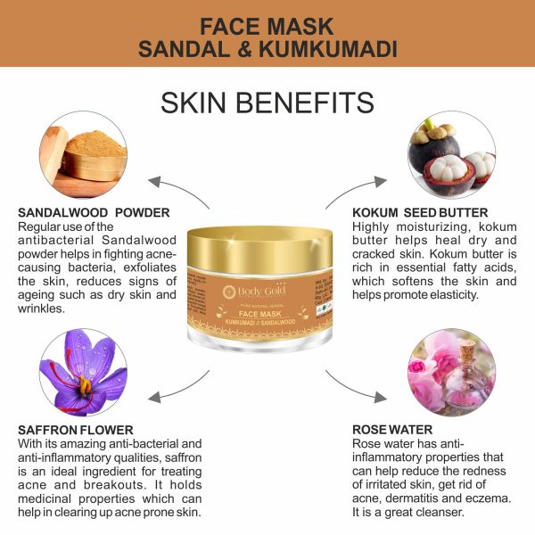 Body Gold Face Mask - Kumkumadi & Sandalwood (60 Gm) - Image 6