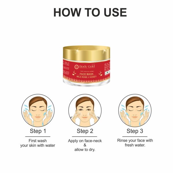 Body Gold Face Mask - Milk Rose & Honey (60 Gm) - Image 3