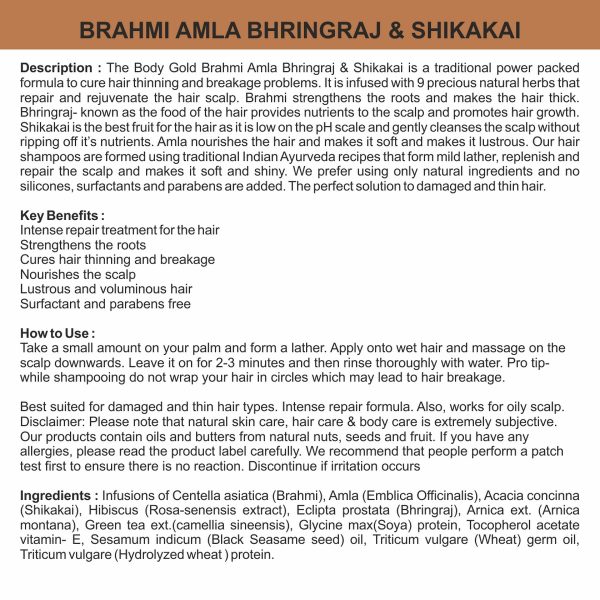 Body Gold Hair Conditioner - Brahmi Amla Bhringraj & Shikakai (200 ml) - Image 4