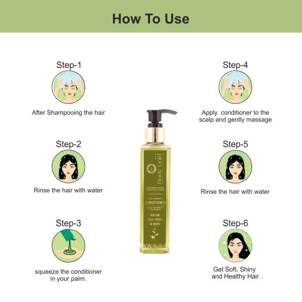 Body Gold Hair Conditioner - Neem Tea Tree & Mint (200 ml) - Image 5