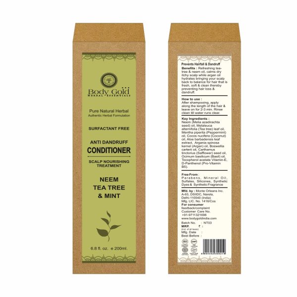Body Gold Hair Conditioner - Neem Tea Tree & Mint (200 ml) - Image 4