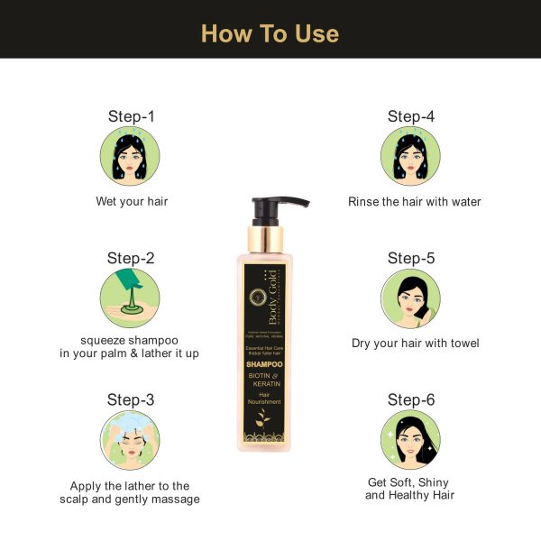 Body Gold Hair Shampoo - Brazilian Keratin Therapy (200 ml) - Image 4
