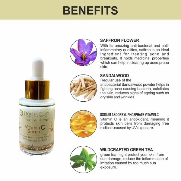 Body Gold Hydrating Vitamin C Serum With Hyaluronic Acid (30 ml) - Image 5