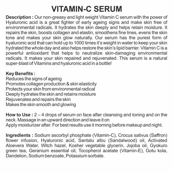 Body Gold Hydrating Vitamin C Serum With Hyaluronic Acid (30 ml) - Image 3