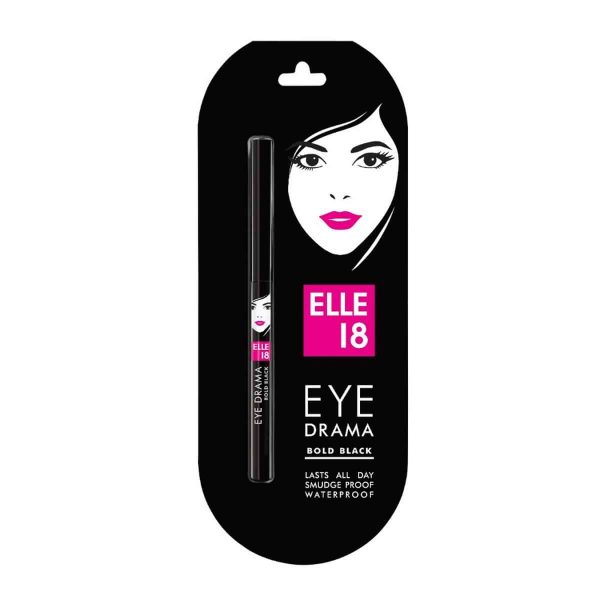 Elle 18 Eye Drama Kajal Bold Black (0.35g) & Lakme Absolute Shine Liquid Eye Liner Black (4.5ml) - Image 4