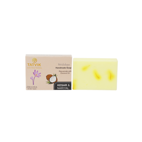 Tatvik Mridukaya Handmade Soap Kesar & Nariyal - Image 2