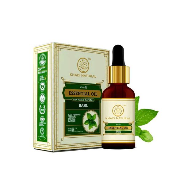 Khadi Natural Basil Essential Oil (15 ml) - Image 2
