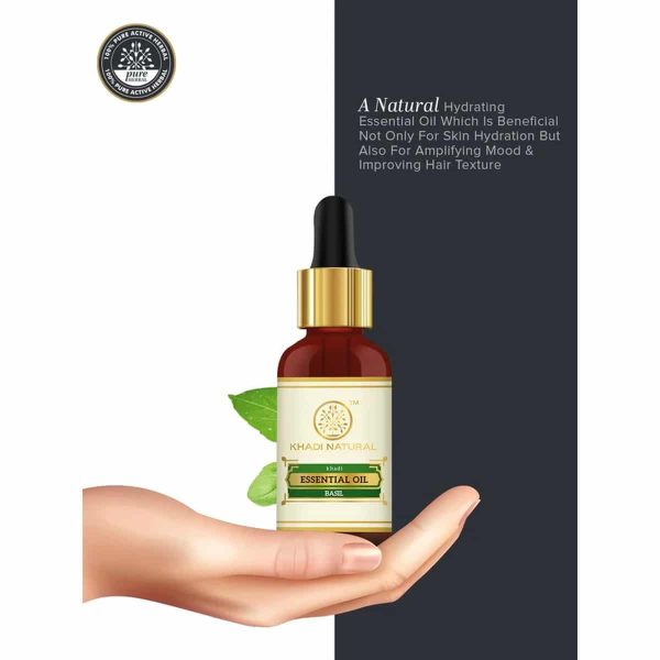 Khadi Natural Basil Essential Oil (15 ml) - Image 5
