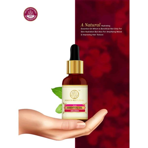 Khadi Natural Geranium Essential Oil (15 ml) - Image 5